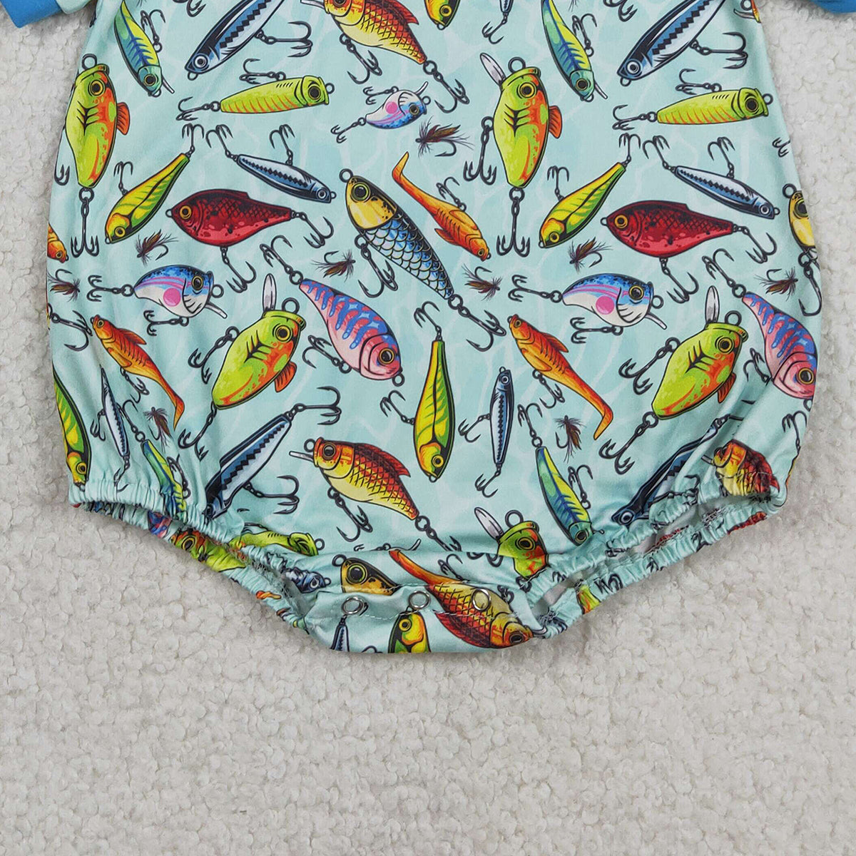 2.3 RTS NO MOQ （In stock）SR3824 Baby Boys Short Sleeve Fishing Hunting Rompers