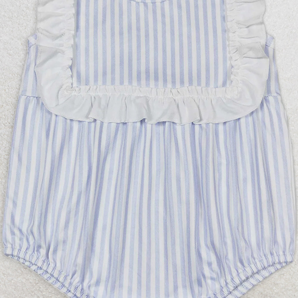 SR1363  RTS NO MOQ Baby Girls Summer Rompers Baby Girls Boys Toddler White Stripes Sibling Rompers Clothes Sets
