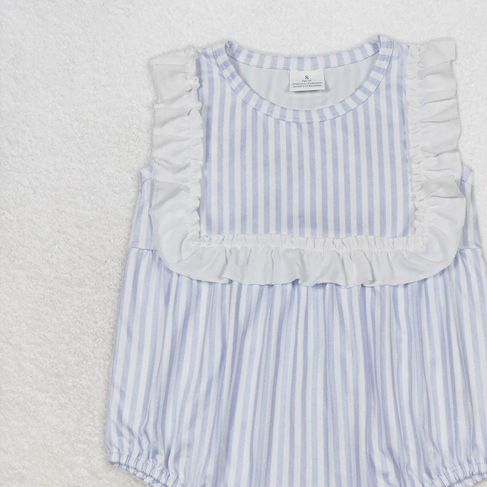 SR1363  RTS NO MOQ Baby Girls Summer Rompers Baby Girls Boys Toddler White Stripes Sibling Rompers Clothes Sets