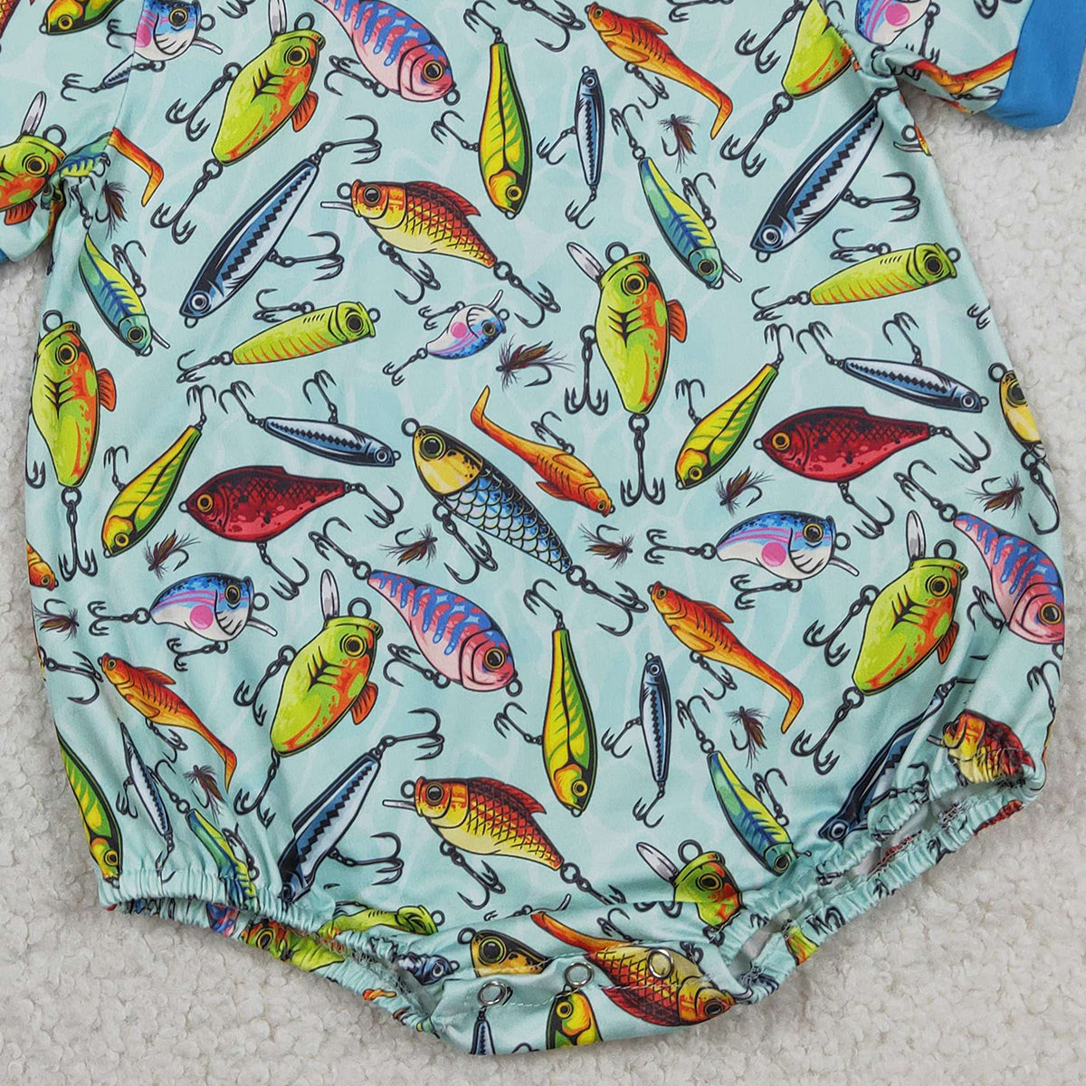 2.3 RTS NO MOQ （In stock）SR3824 Baby Boys Short Sleeve Fishing Hunting Rompers