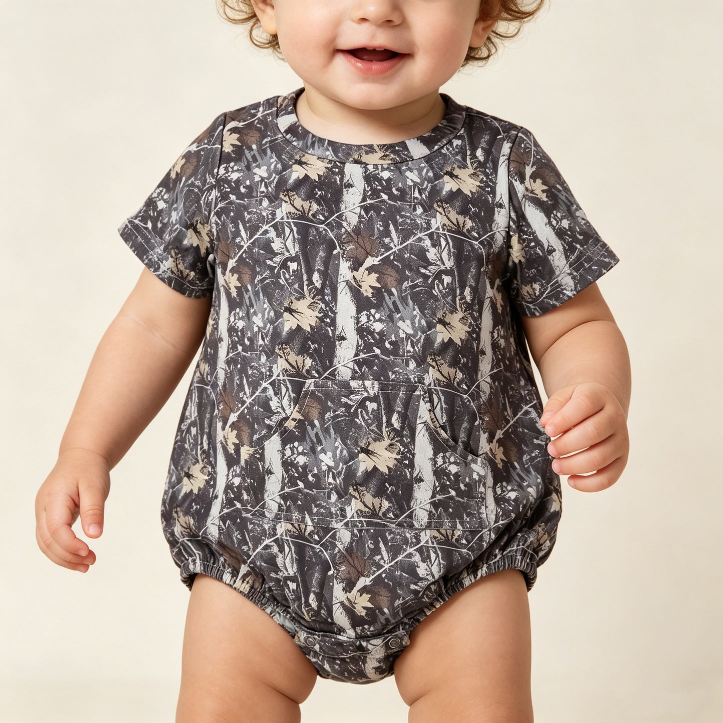 SR4059 RTS NO MOQ （In stock）Short sleeves camo pocket baby boy summer romper