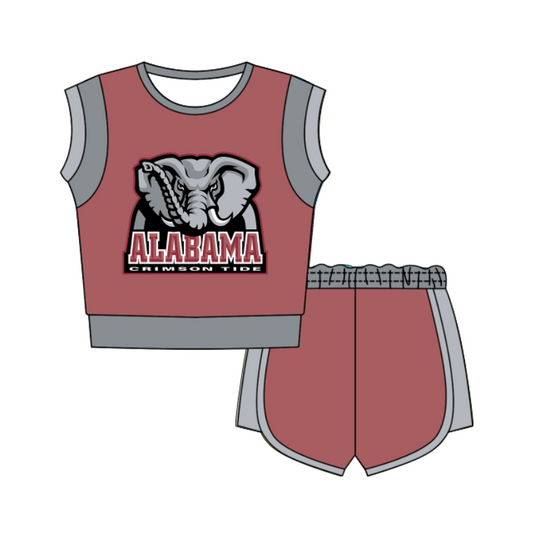 CUSTOM MOQ 5 Cute Comfortable Clothing For Kids Baby Kids Summer Pink Sleeveless Patchwork Top Shorts Clothes Sets