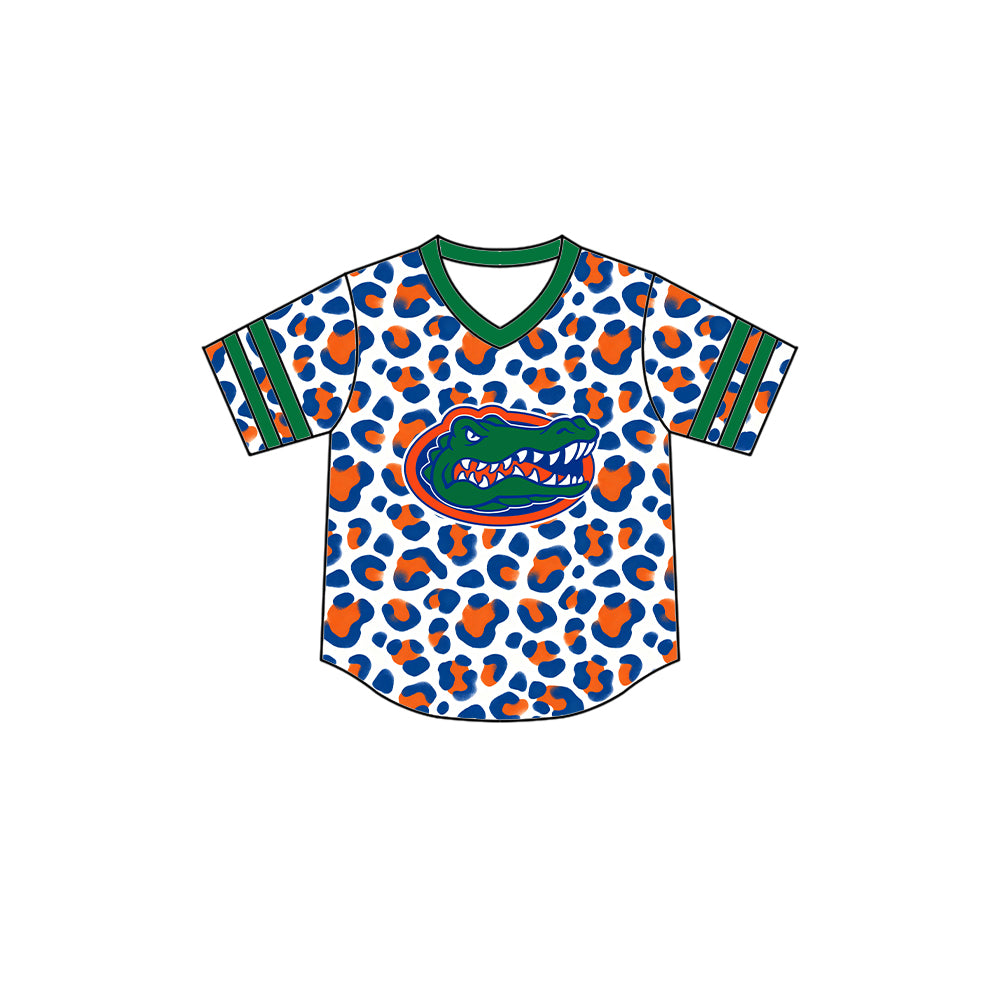 CUSTOM MOQ 5 mix size summer teams Baby Boys Leopard Print Short Sleeve Summer Top