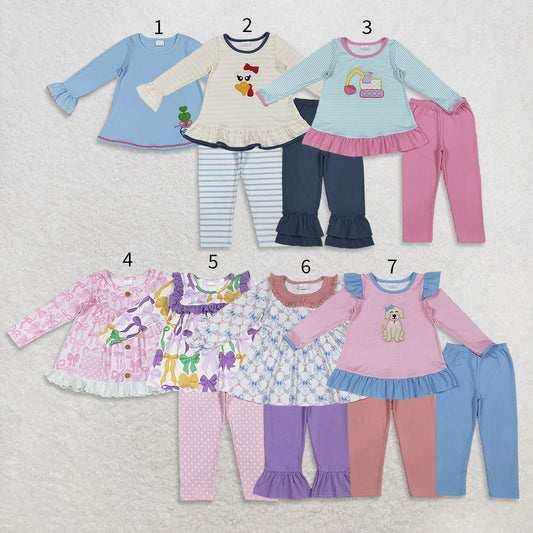 10.15 RTS Sibling Baby Girls Long Sleeves Tops Tunic Pants Clothes Sets