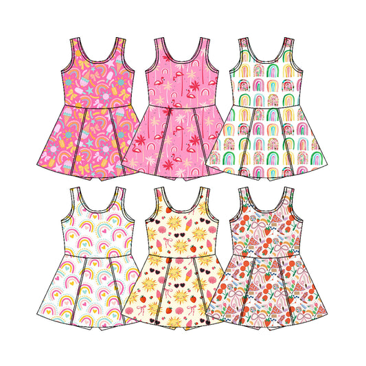 CUSTOM MOQ 5 Sibling Baby Girls Summer Yoga Dress sleeveless kids girls summer athletic dresses
