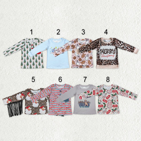 9.25 RTS Sibling Baby Boys Girls Christmas Trees Gingerbread Milks Tee Shirts Top