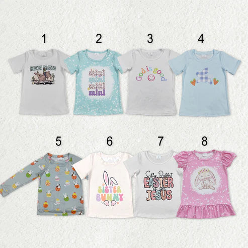 9.25 RTS Sibling Baby Boys Girls Eggs Rabbits Easter Tee Shirts Top