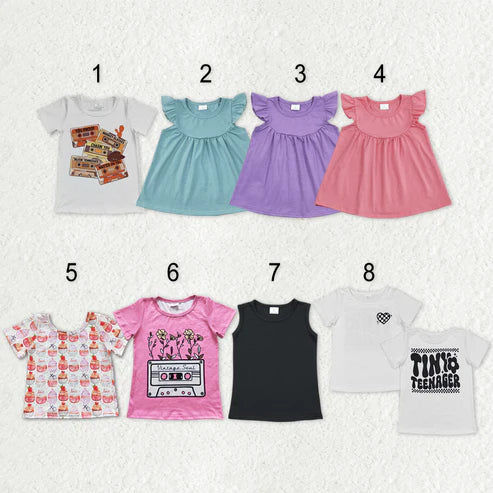9.26 RTS Sibling Baby Girls Flowers Cakes Tee Shirts Top