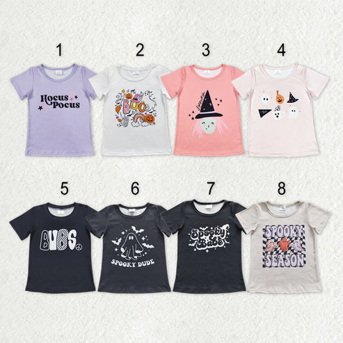 9.26 RTS Sibling Baby Boys Girls Hats Ghosts Pumpkins Halloween Tee Shirts Top