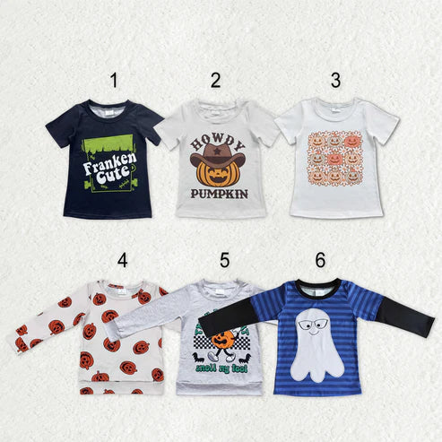 9.26 RTS Sibling Baby Boys Girls Ghosts Pumpkins Halloween Tee Shirts Top