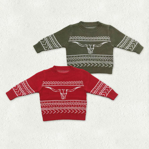 10.15 RTS Sibling Baby Boys Western Cows Woolen Sweaters