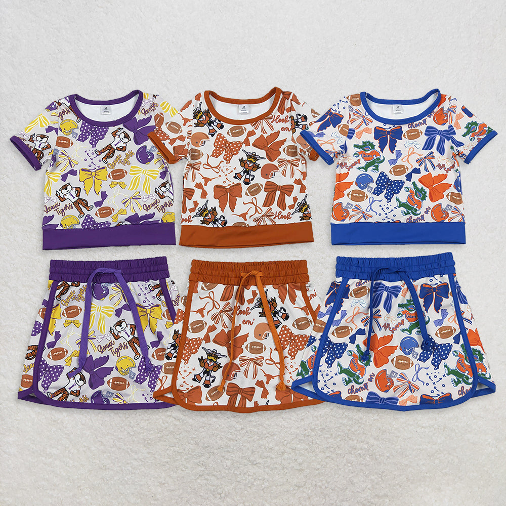 RTS NO MOQ （In stock ）Short sleeves skirt girls team active wear set