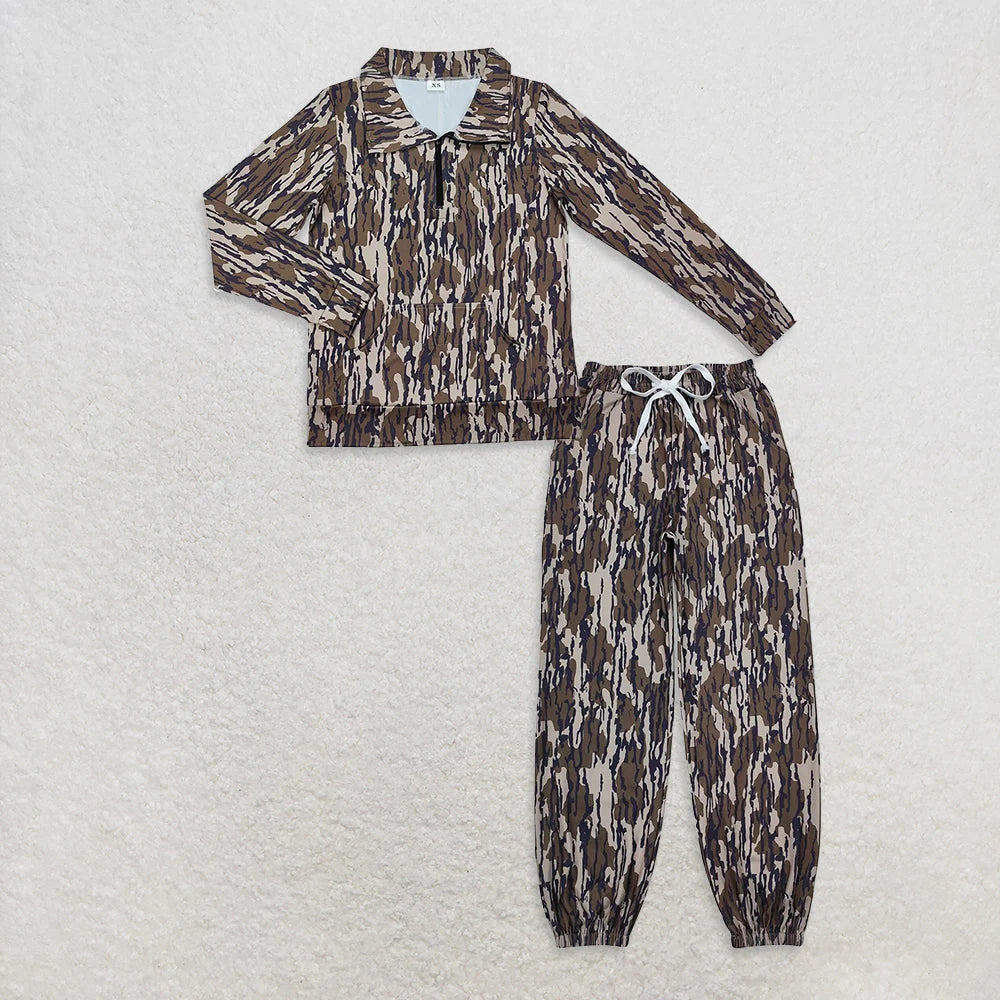 11.21 RTS Sibling Adult Women Southern Camo Zipper Pullovers Yoga Active Pockets Jogger Clothes Sets