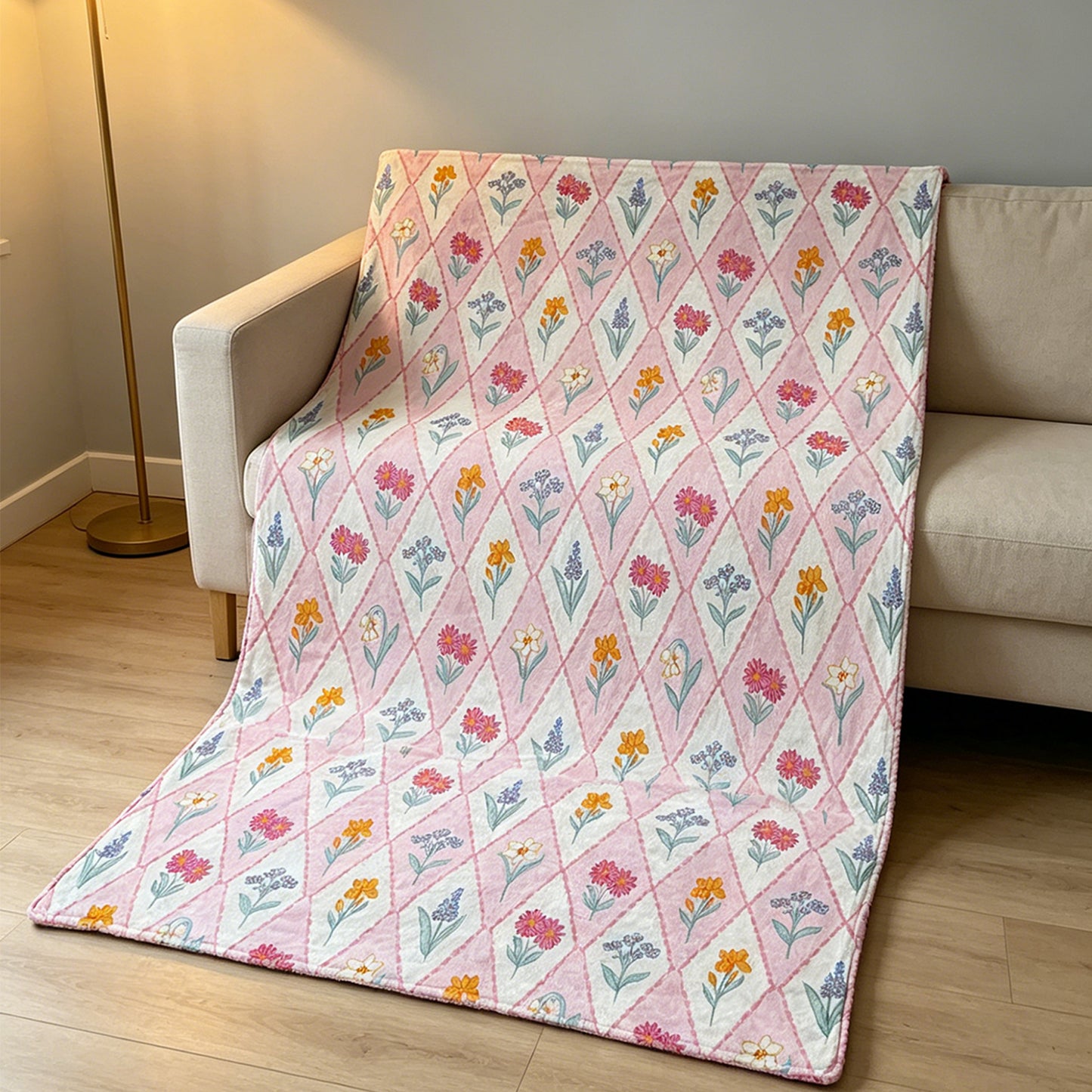BL0016 RTS NO MOQ （In stock）Baby Kids Colorful Flowers Checked Blankets
