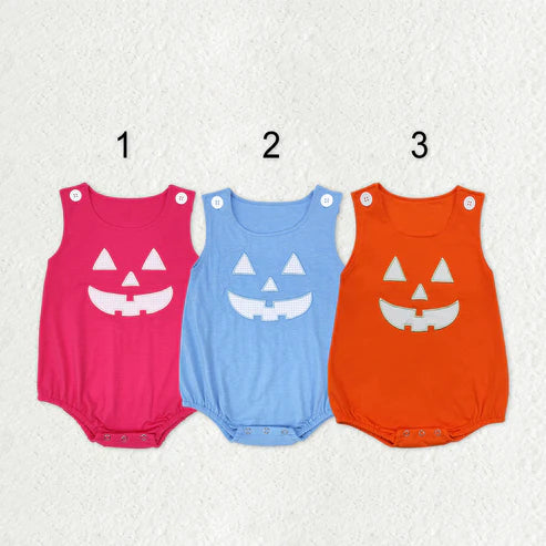 9.25 RTS Sibling Baby Boys Girls Embroidery Ghosts Pumpkins Halloween Rompers