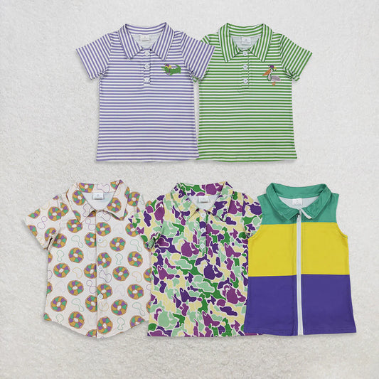 12.26 RST Sibling Baby Boys Mardi Gras Stripes Tee Pullovers Tops