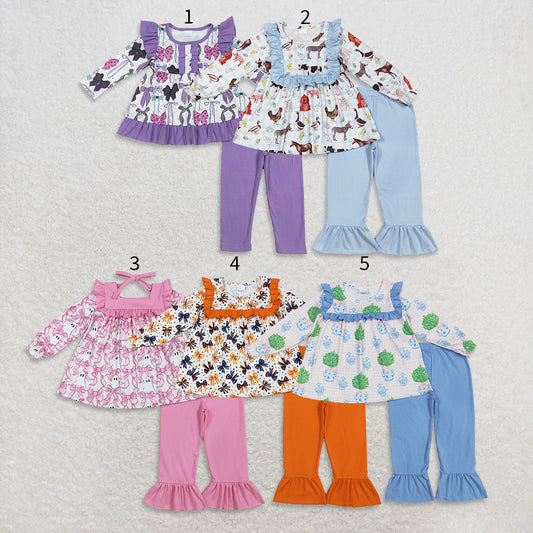 10.16 RTS Sibling Baby Girls Long Sleeve Tops Tunic Ruffle Pants Clothes Sets