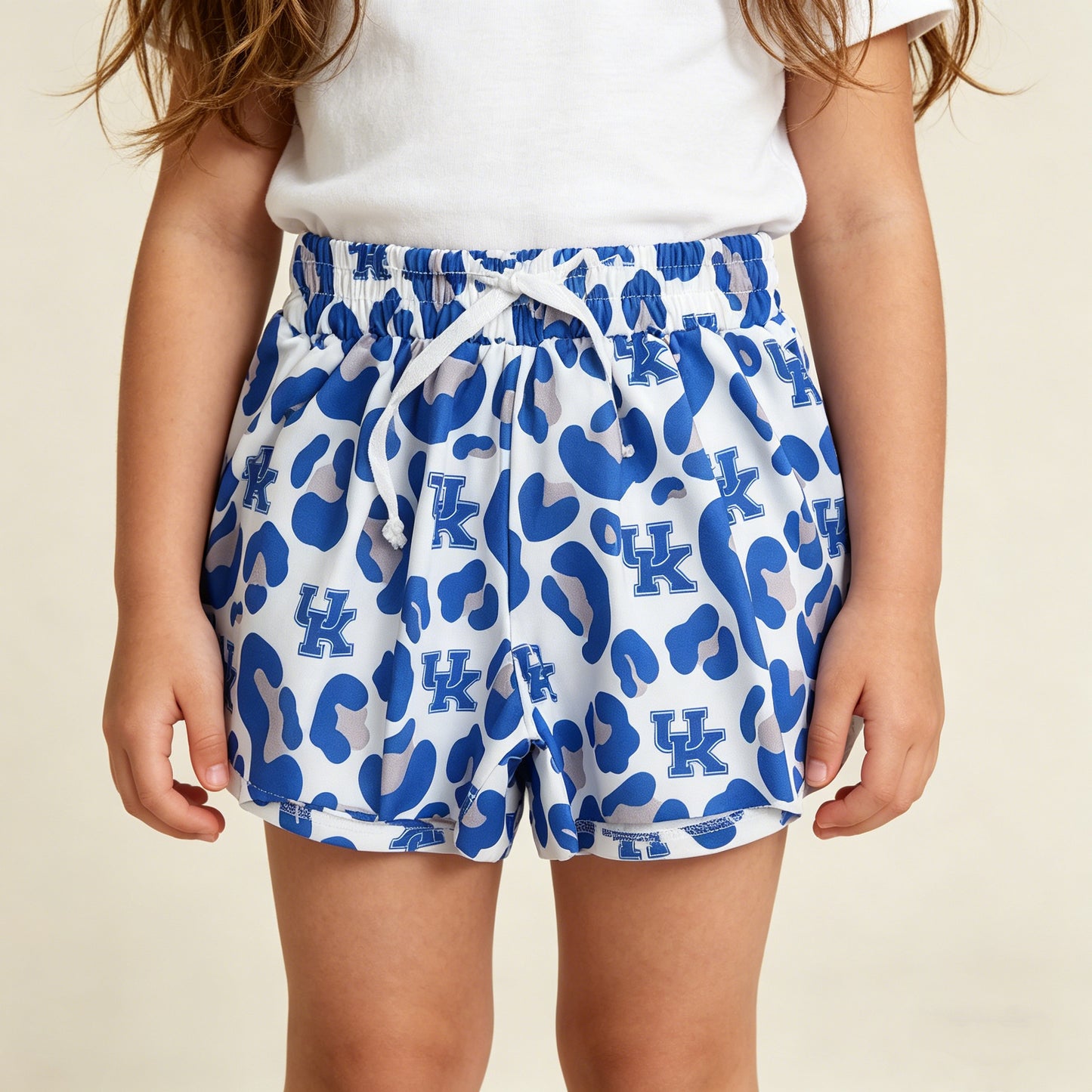 SS0812RTS NO MOQ （In stock）Blue leopard kids girls team active summer shorts