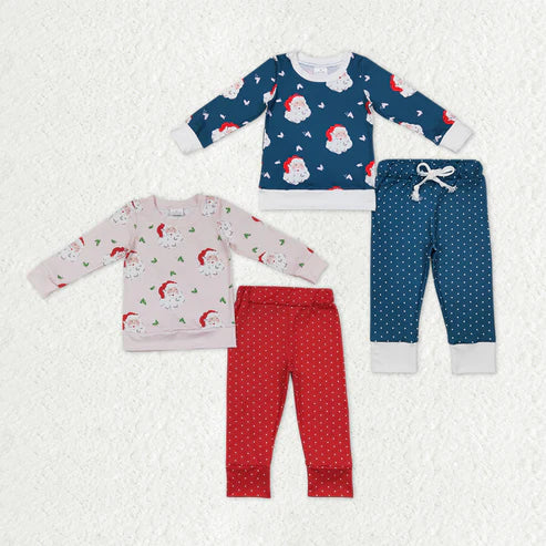 9.23 RTS Sibling Baby Girls Long Sleeves Santa Butterfly Pants Christmas Pajamas Clothes Sets
