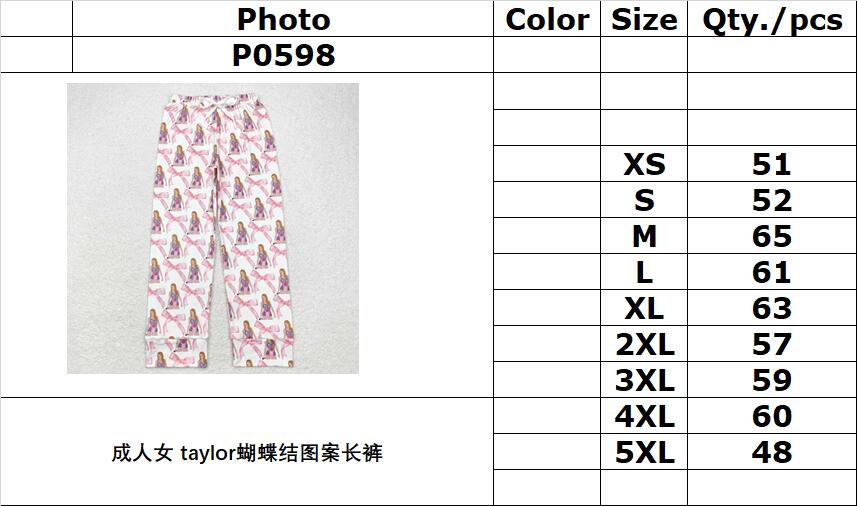 RTS No moq  P0598  Adult Woman Clothes  Bow pattern trousers