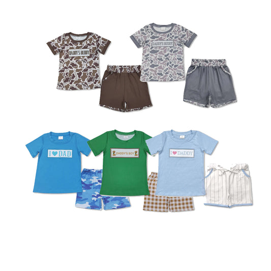 RTS Sibling Daddy's buddy embroidery camo kids boys outfits