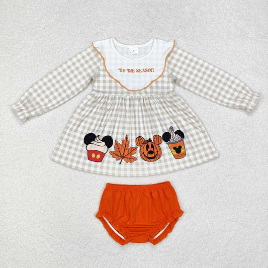 SUNSHINE KIDS CLOTHES  RTS NO MOQ ETA 5/7days GT0749+SS0368 Mickey maple leaf pumpkin lantern long-sleeved top Orange briefs sets