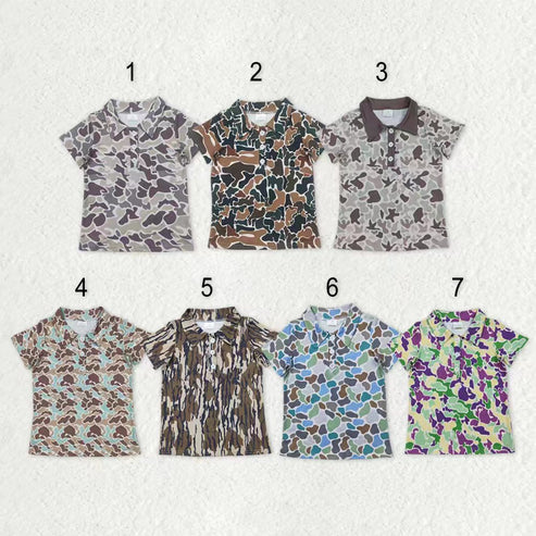 11.1 RST Sibling Baby Girls Short Sleeve Southern Hunting Camo Button Polo Shirts Top