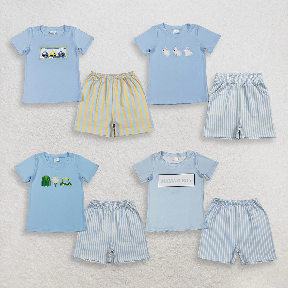 4.15 RTS Sibling sky blue print kids boys summer easter clothes