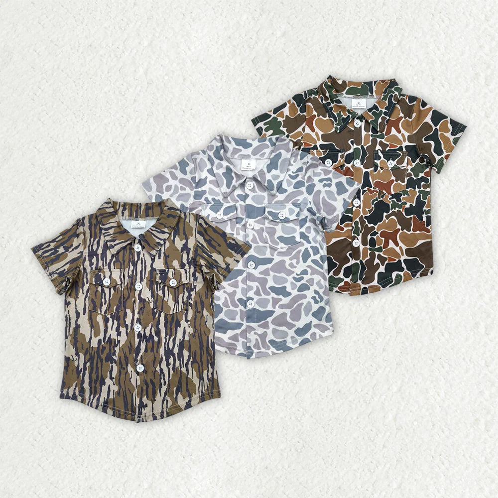 11.10 RST Sibling Baby Boys Western Camo Short Sleeves Button Pockets Shirts Tops