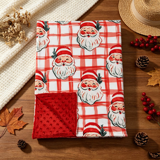 RTS NO MOQ （In stock）Blankets BL0265 Baby Kids Red Checked Santa Christmas Blanket