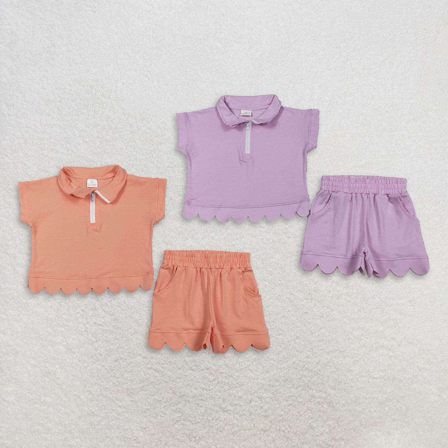 RTS Sibling short sleeves scallop pullover shorts girls outfits