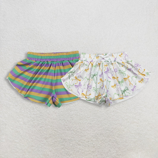 11.14 RST Sibling Baby Girls Mardigras Bows Yoga Active Shorts Bottoms