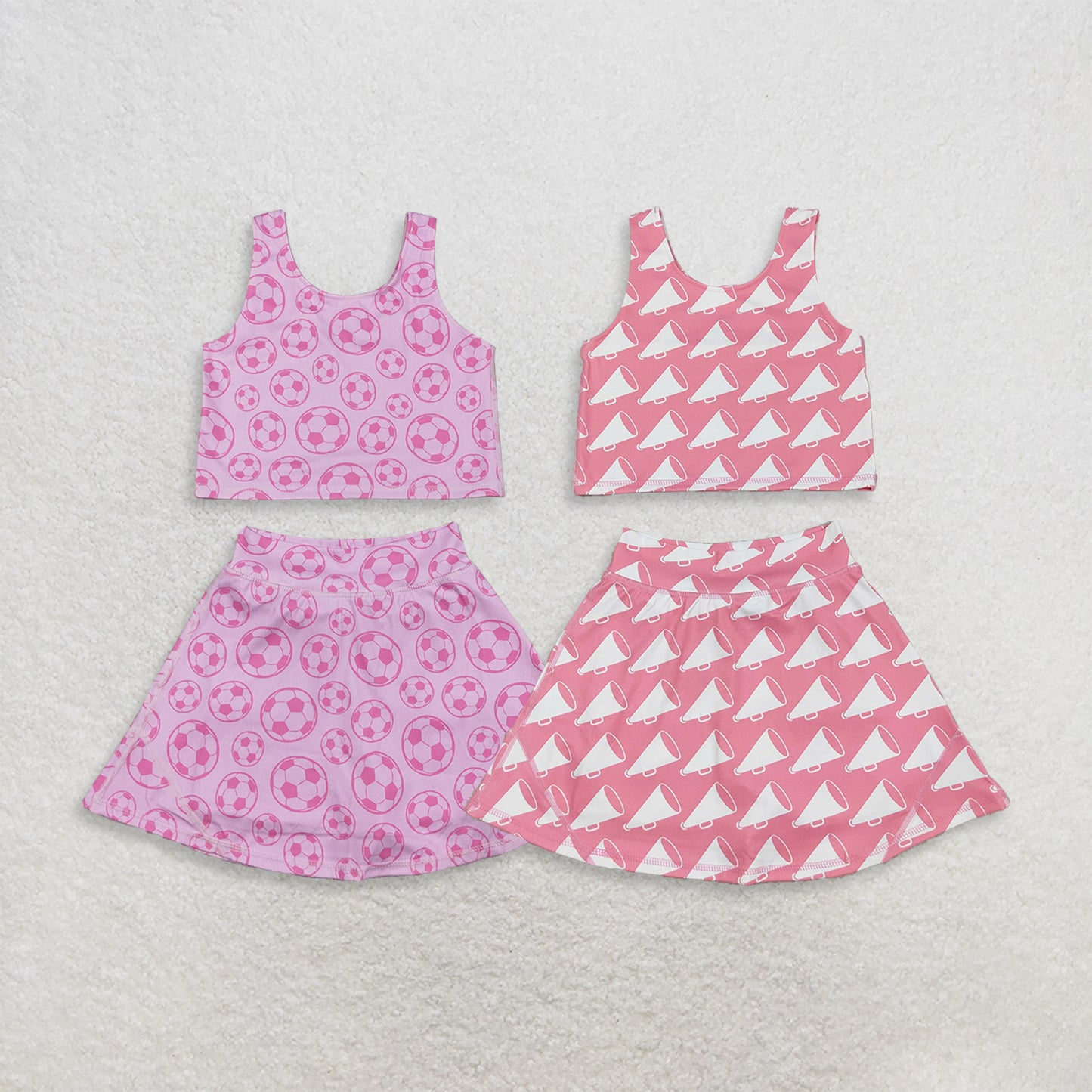 RTS Sibling Pink Sleeveless soccer top skirt girls active wear set
