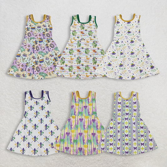 3.2 RST Clothes Sibling Baby Girls Sleeveless Mardigras Yoga Active Shorts Knee Length Dresses