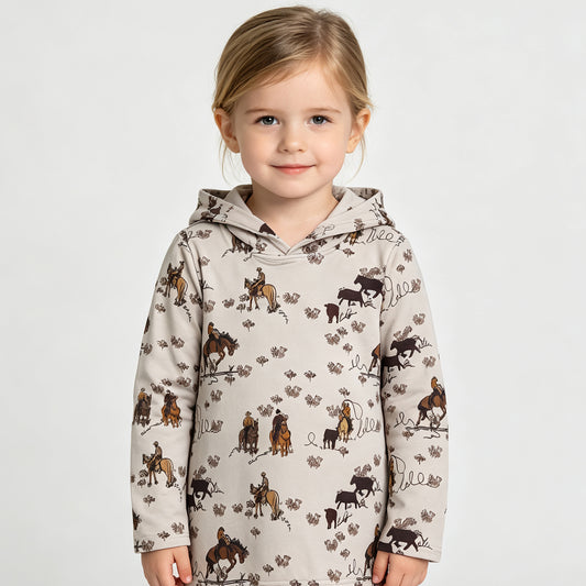 BT1843 RTS NO MOQ （In stock）Long sleeves horse rodeo western kids boys hoodie
