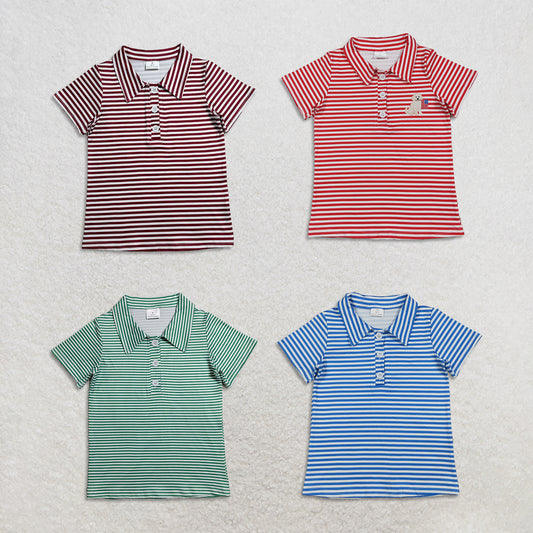 RTS Sibling Baby Boys Short Sleeve Colorful Stripe Button Polo Shirts Tops