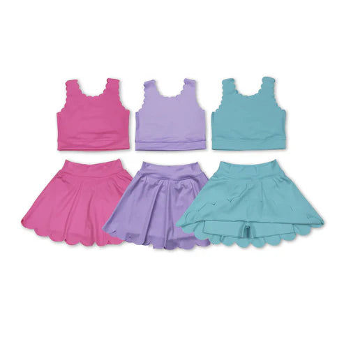 10.11 RTS Sibling Baby Girls Yoga Vest Skirt Active Wear Clothes Sets