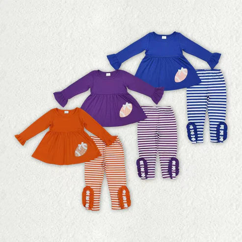 9.20 RTS Sibling Baby Girls Football Team Tunic Stripes Legging Clothes Sets