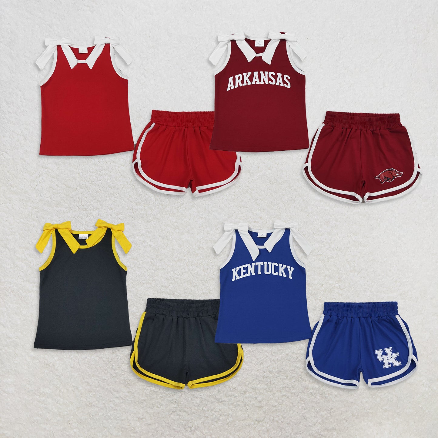 RTS Sibling Sleeveless bow top shorts girls team outfits