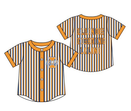 3.5 CUSTOM MOQ 5 Cute Kids Clothing Baby Kids Orange Blue Stripe Short Sleeve Team T-shirts Top