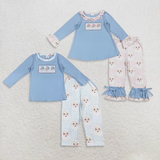 RTS Sibling Baby Light Blue Santa Claus Kids Christmas Clothing Unisex Children's Holiday Outfit Boys And Girls Festive Wear