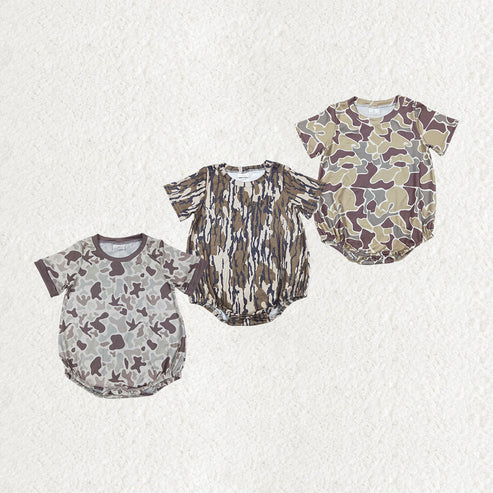 9.25 RTS Sibling Baby Boys Short Sleeves Western Camo Rompers
