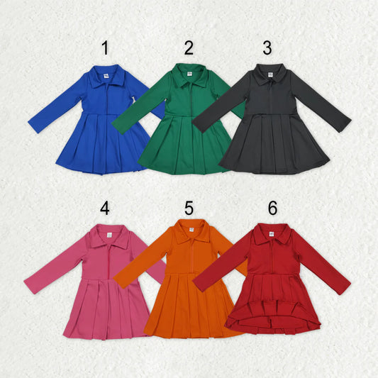10.2 RTS Sibling Baby Girls Colorful Long Sleeves Zipper Shorts Yoga Activity Knee Length Dresses