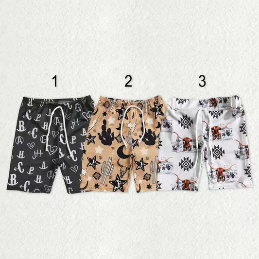 10.4 RTS Sibling Baby Boys Western Cows Cactus Swimsuits Trunks
