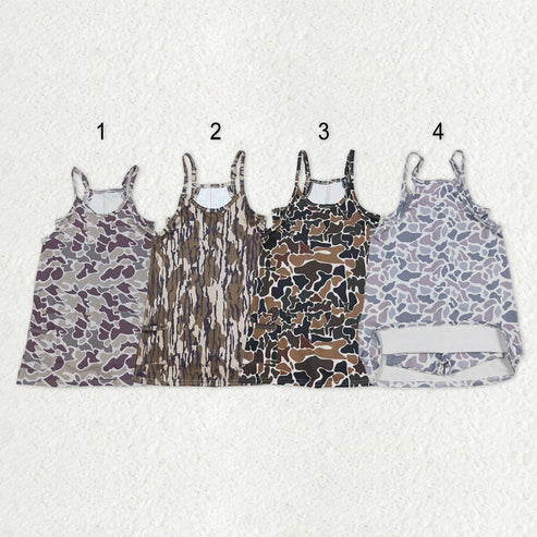 9.22 RTS Sibling Baby Girls Straps Western Camo Shorts Yoga Active Dresses