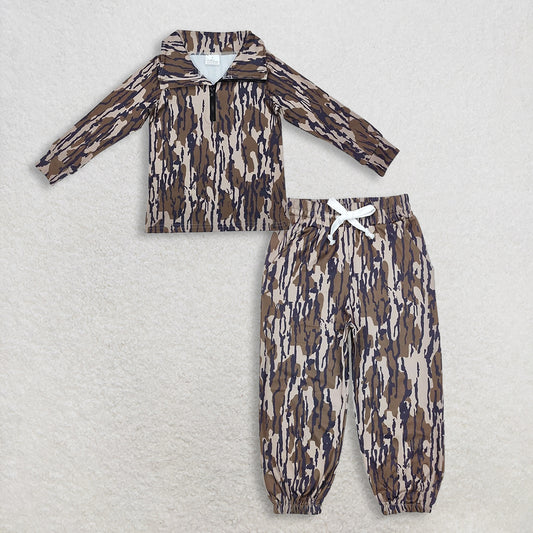 11.1 RTS NO MOQ （In stock）BT0957 + P0649 Baby Boys Bottomland Long Sleeve Zip Pullovers Tops Bottomland Pockets Jogger Pants