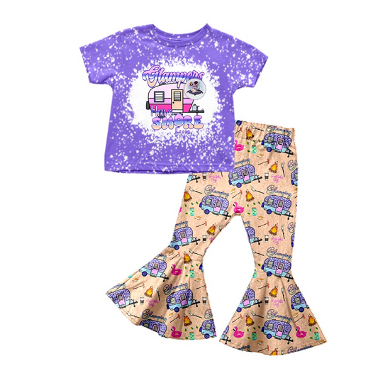 GSPO1195  Pre-order baby girls clothes  short sleeves top with trousers kids summer set