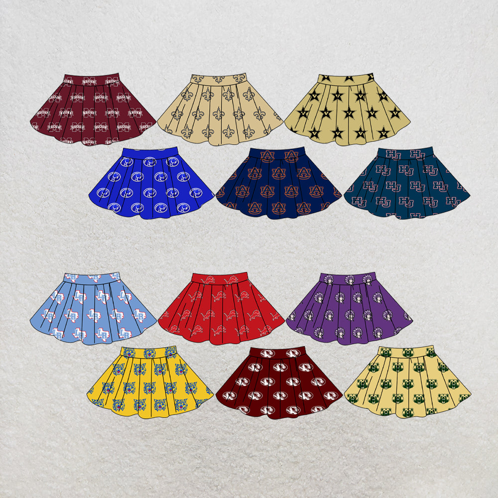 CUSTOM MOQ 5 summer teams Baby Girls Summer Casual Solid Color Summer Team Skirt