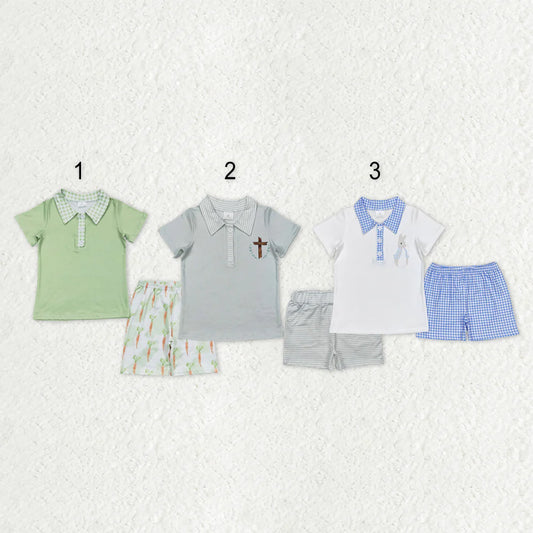 12.26 RTS Sibling Baby Boys Easter Pullover Tee Shirts Tops Shorts Clothes Sets