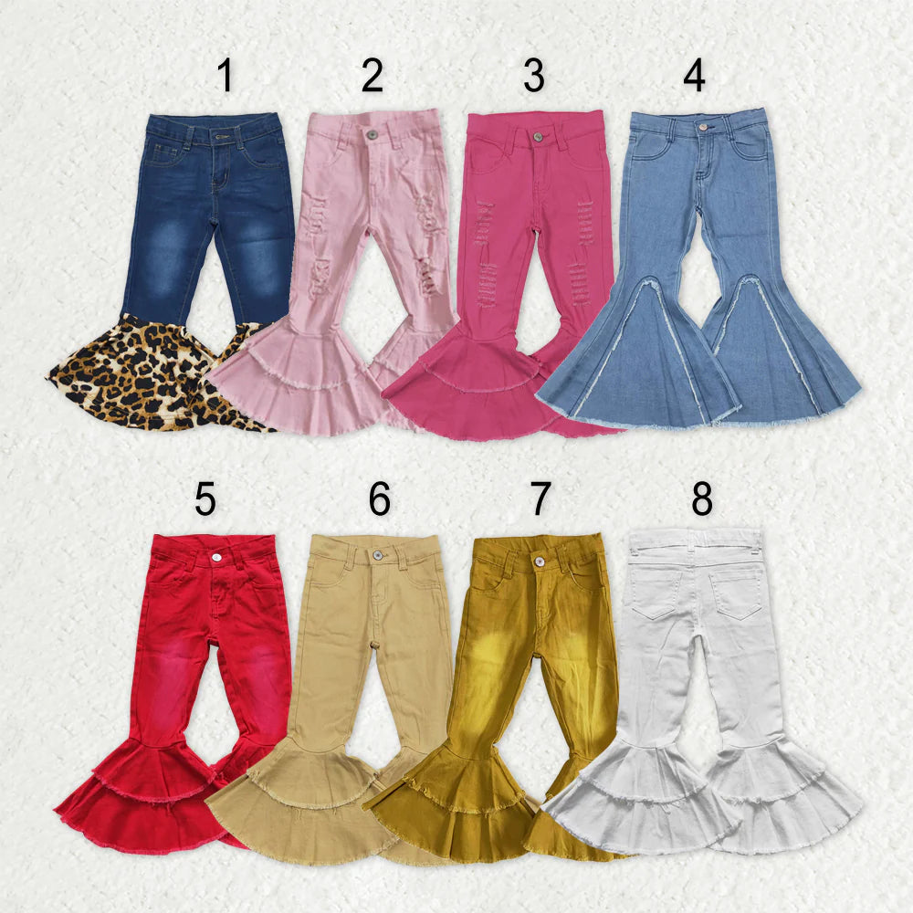 11.6 RTS Sibling Baby Girls Bell Bottom Denim Pants Jeans